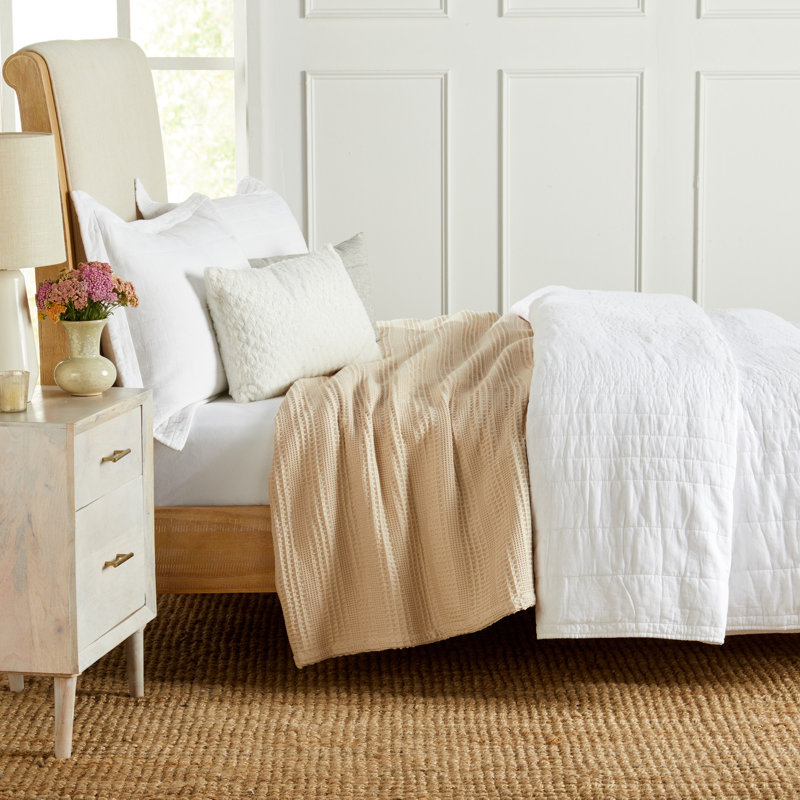 Jeté Amelia Waffle Weave, Grand lit, Beige
