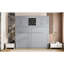 Grand lit mural, lit gris avec support à vin, peu encombrant pour les petits espaces, armoires dissimulées faciles à utiliser, support de matelas confortable