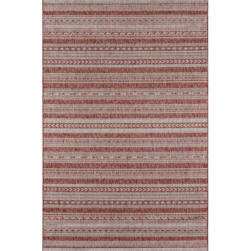 Tapis intérieur / extérieur à motif géométrique cuivre Tuscany, Rectangle 6 pi 7 po x 9 pi 6 po
