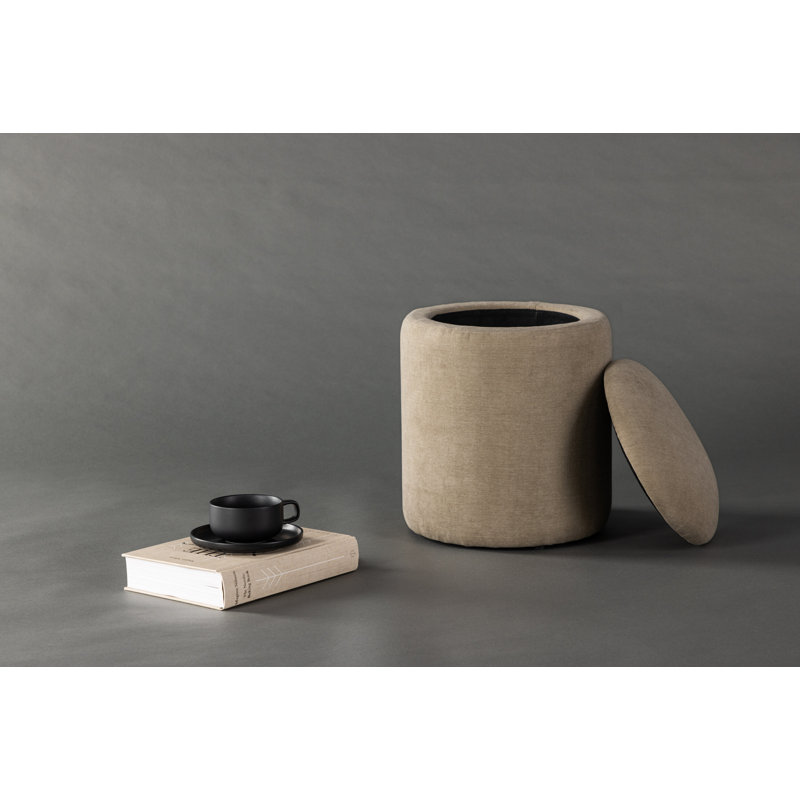 Saeger 32cm Wide Pouffe Ottoman, Beige Linen