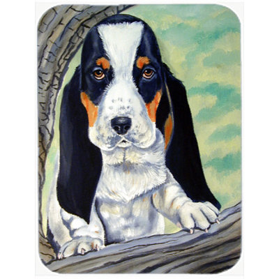 Basset Hound at the Tree Glass Cutting Board