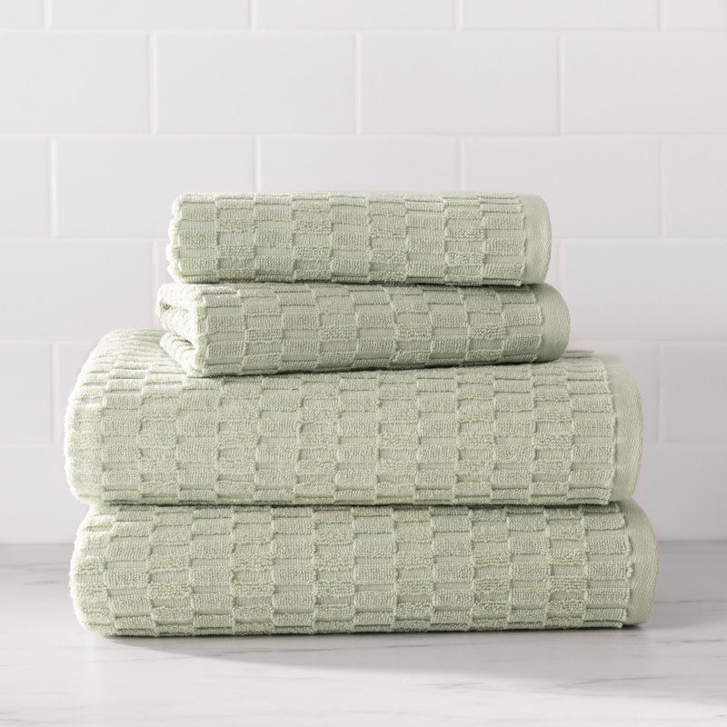 DKNY Metro Tile Quick Dry Bath And Hand Towel 4-Piece Set, Green