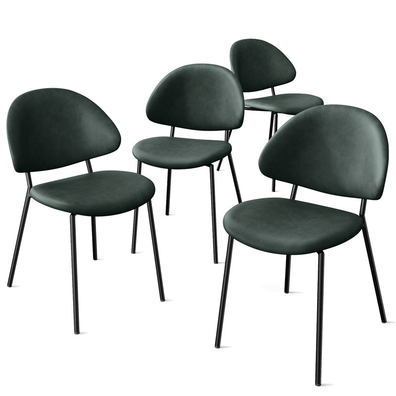 Set Of 4 Mid-Century Modern Dining Chairs, Green