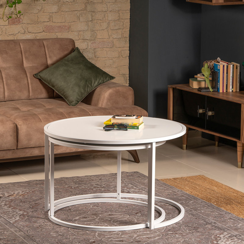 Nesting Coffee Table, Beige, White