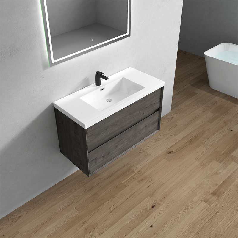 Ensemble de meuble-lavabo simple mural 42 po Seavy, Gris