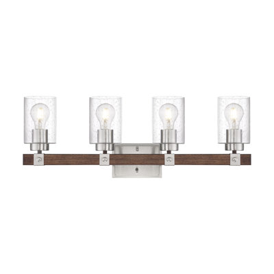 Éclairage pour meuble-lavabo à 4 lumières en nickel brossé / muscade à intensité variable Louque
