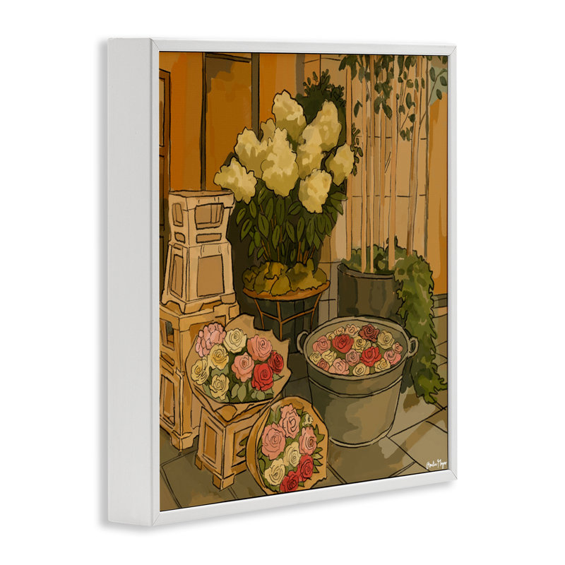 Fleurs de London Town, estampe numérique, design par Amelia Noyes, Giclée encadrée blanc bord de mer, H 17 po x l 17 po