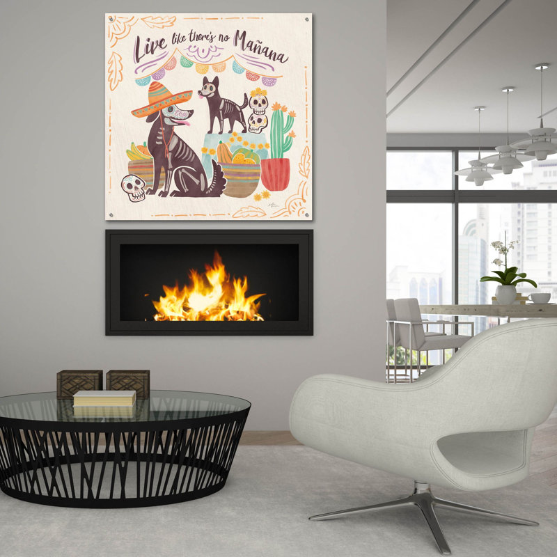 Art mural en verre La Calaca 2 'par Janelle Penner, H 36 po x l 36 po x P 0,2 po