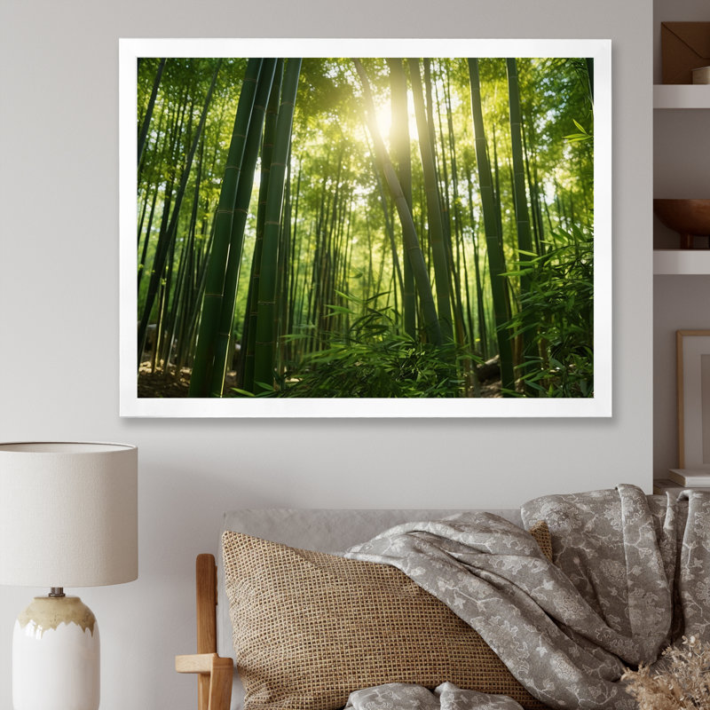 «Dynamic Light Bamboo Grove II» sur toile, H 12 po x l 20 po x P 1 po, Cadre photo blanc