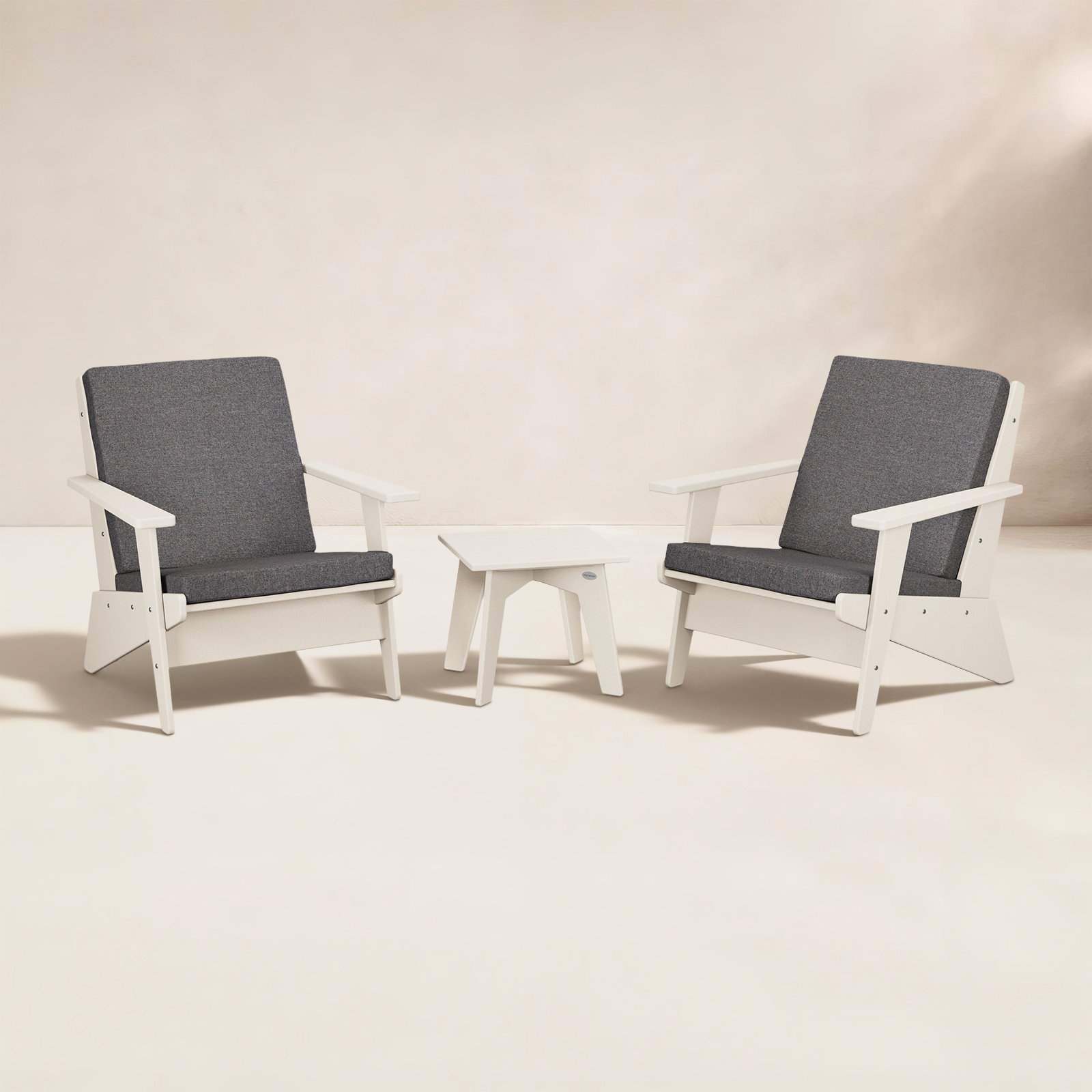 POLYWOOD® Riviera 2-Person Patio Seating Group, Ash Charcoal, Sand