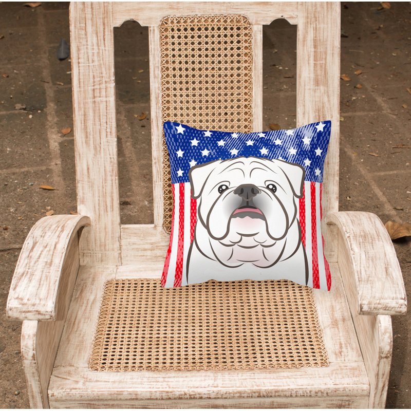  Coussin 14 "American Flag, 18 po x 18 po, Bouledogue anglais blanc