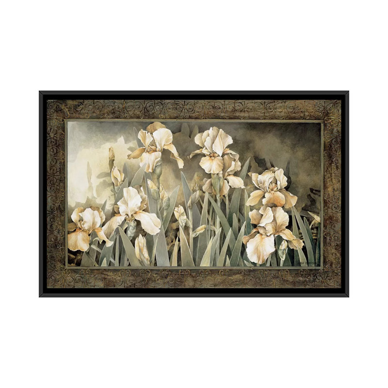 «Field Of Irises», impression sur toile, H 18 po x l 26 po x P 1,5 po, Toile avec cadre noir, Pas de tapis