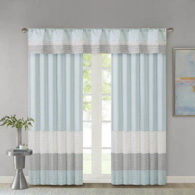 Amherst Aqua Pintuck Single 50x18" Window Valance
