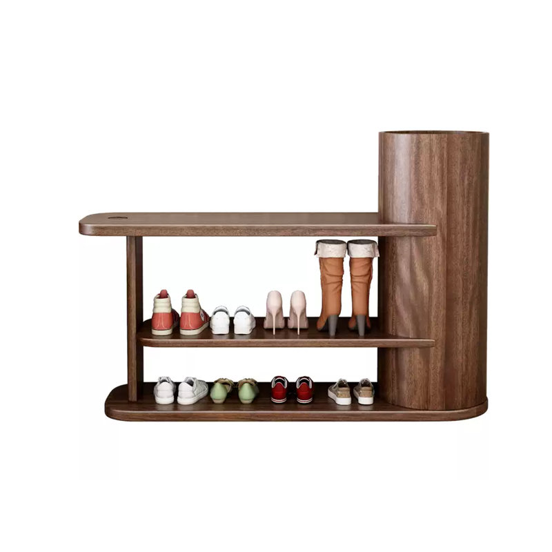 Modern Solid Wood Shoe Storage Bench with Side Cylinder