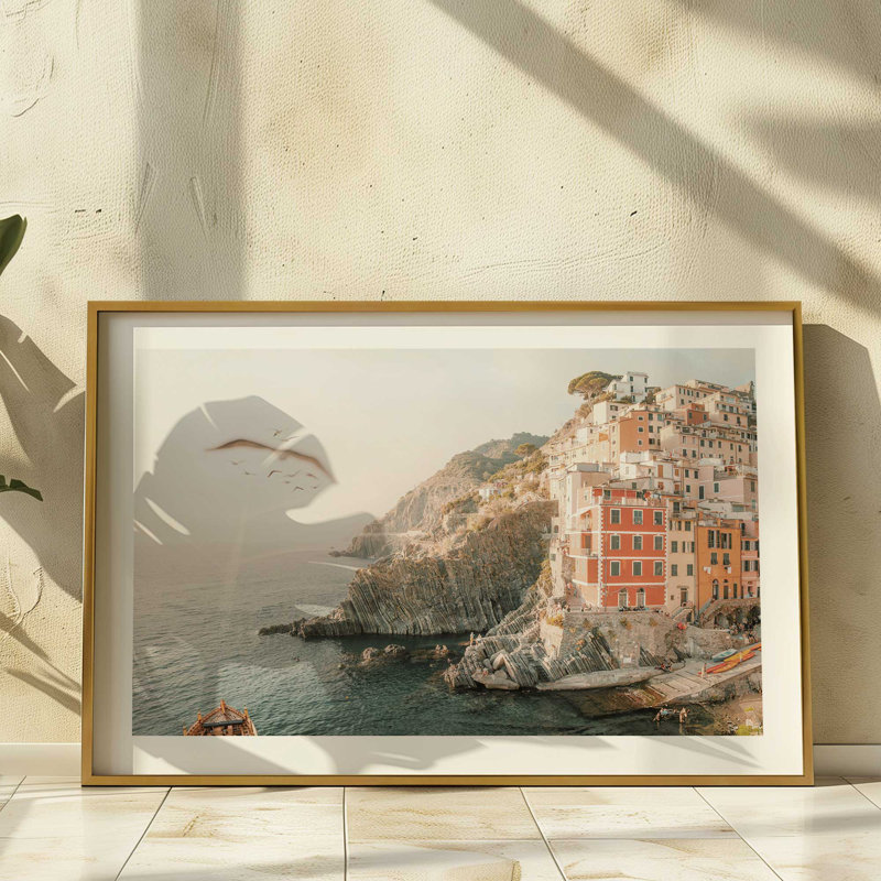 Village by the Cliffs II Print, Weathered Zinc Single Picture Framed, 9.25" H x 11.25" W x 1.25" D