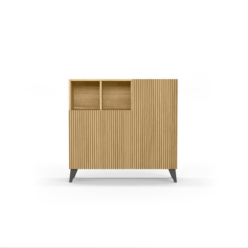 12 Pair Shoe Storage Cabinet, Oak/Graphite Legs