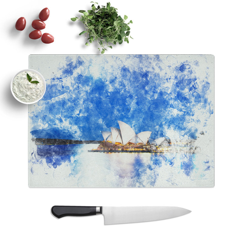 Tempered Glass Sydney Opera House Chopping Board, 20 cm x 28.5 cm