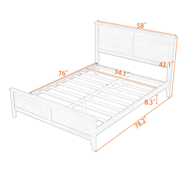 Zachai Wood Platform Bed Frame with Headboard, White, Full