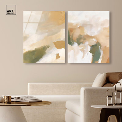 Golden Blush Harmony Acrylic Print Boho Wall Decor Set of 2 by Art Remedy, Ready to Hang, 30 x 36