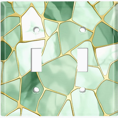 Green Stained Glass Print 2 - Gang Toggle Light Switch Standard Wall Plate