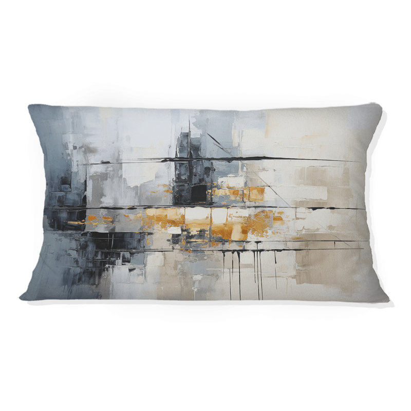 Grey Collage Reflections II - Abstract Collages Printed Throw Pillow