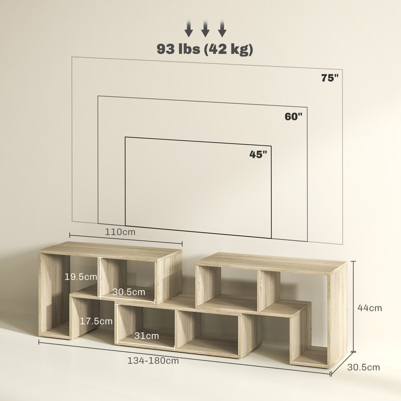 Baylen Unfinished TV Stand for TVs up to 75", Grey