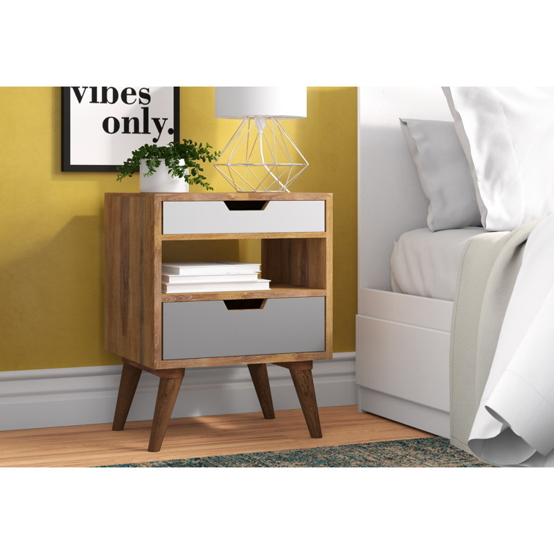 Aliza 45cm W Solid Wood Bedside Table
