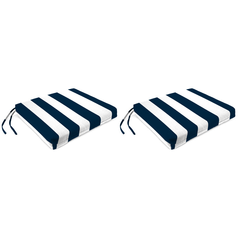 Outdoor Seat/Back Cushion, Navy/White