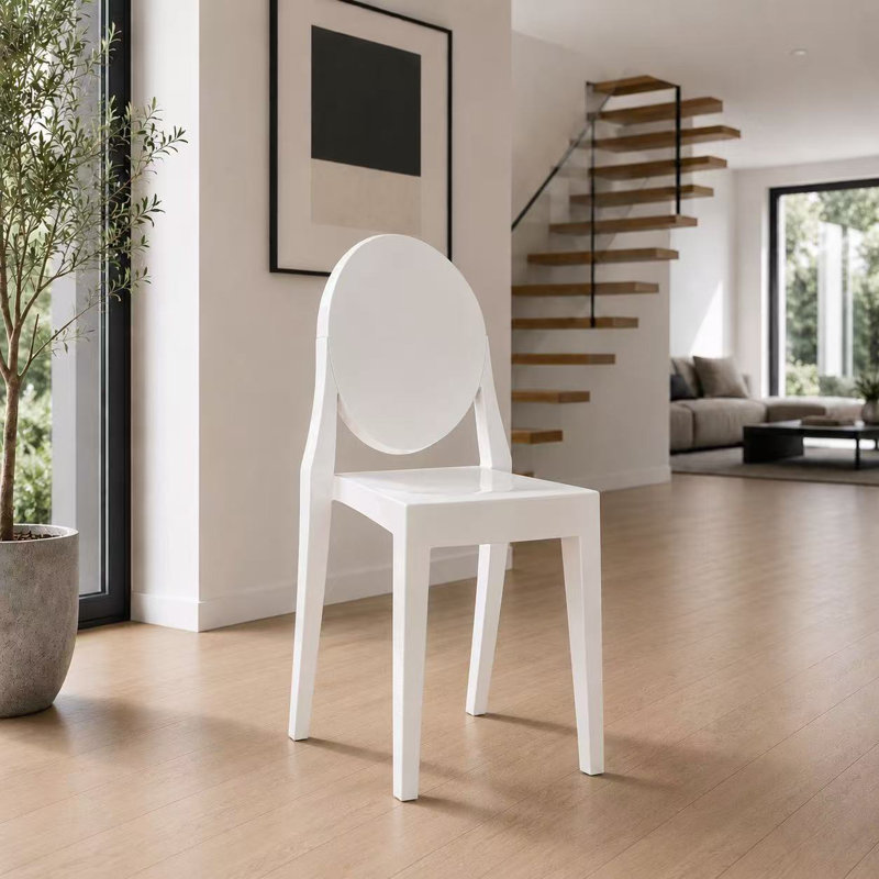 Alfonzo Modern Contemporary Art Deco Stackable Stacking Molded Acrylic Luctie photography Kitchen Dining Chair Side Armless Desk Patio Indoor Outdoor