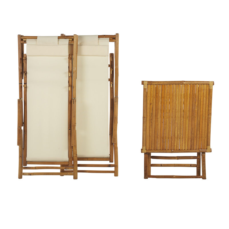 Feagan 101cm Long Reclining Bamboo Chaise Lounge Set