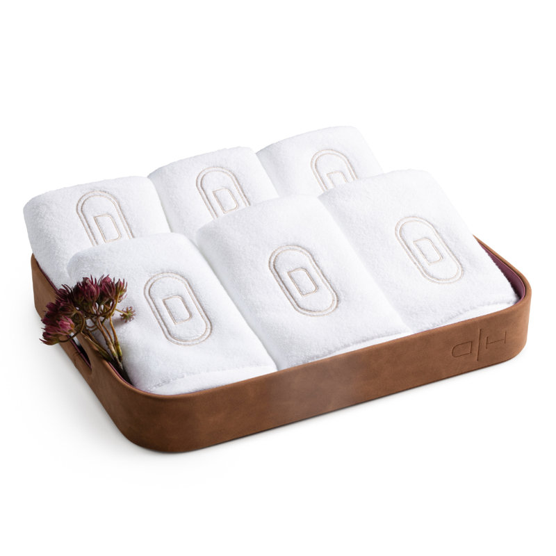 BROWN SUEDE OVAL MONOGRAM GIFT SET-A, Letter F