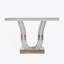 Console à miroir de 43 pouces, canapé d'entrée argent moderne avec pieds courbés incrustés de pierre, décoration glamour et polyvalente pour le salon et le couloir