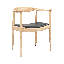 Fauteuil de salle à manger Kennedy en frêne massif recouvert de similicuir, jaune pâle-120375555