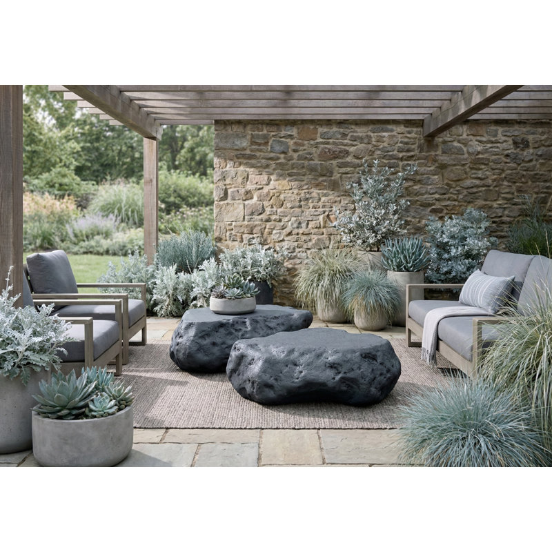 Cast Boulder Coffee Table, Charcoal Stone, Large