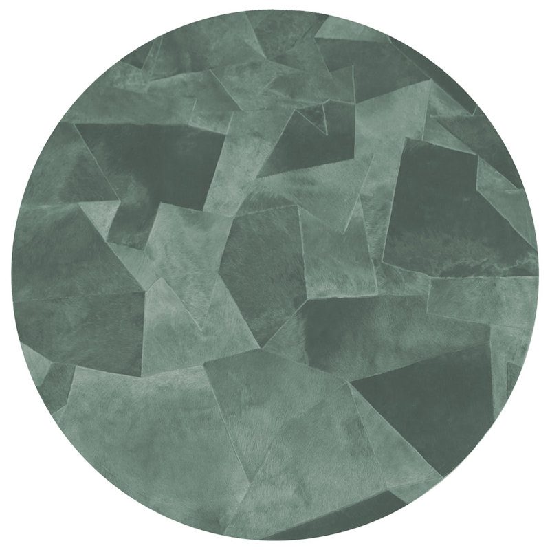 Art Hide X Sasha Biskoff Cowhide Geometric Area Rug in Blue, Round 4'11"