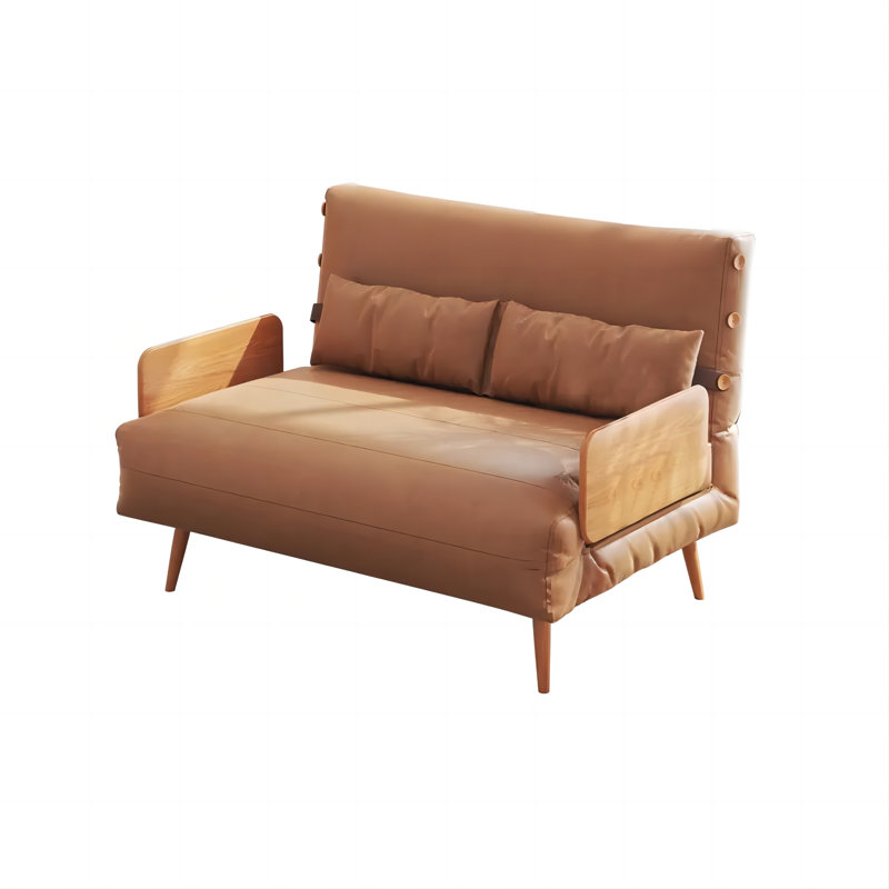 Hurel 59.1'' Faux Leather Sleeper Sofa