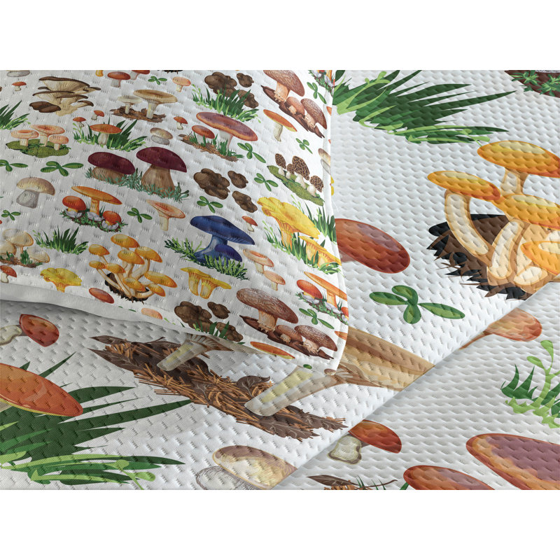 Mushroom Coverlet, King Bedspread + 2 Shams