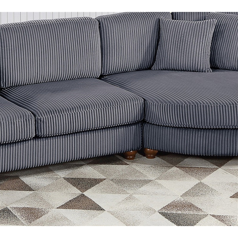 Ensemble de canapé modulaire contemporain en velours côtelé 2 pièces RAF, Gris foncé
