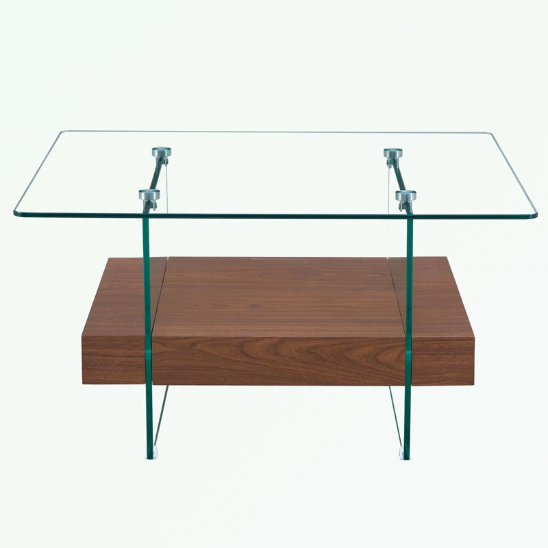 Table basse carrée à 2 niveaux, Noyer