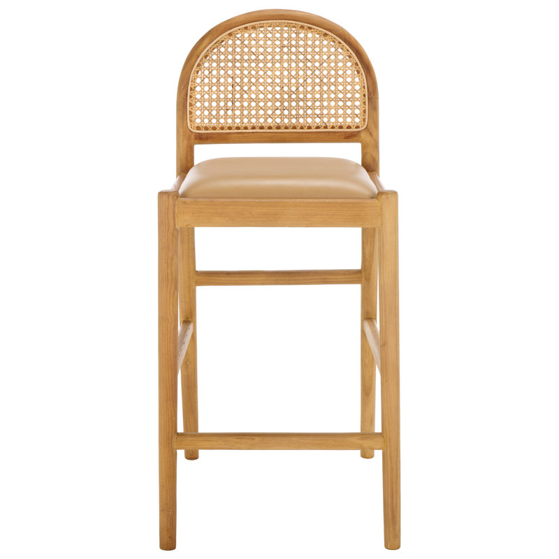 Laylie Rattan And Leather Counter Stool, Tan