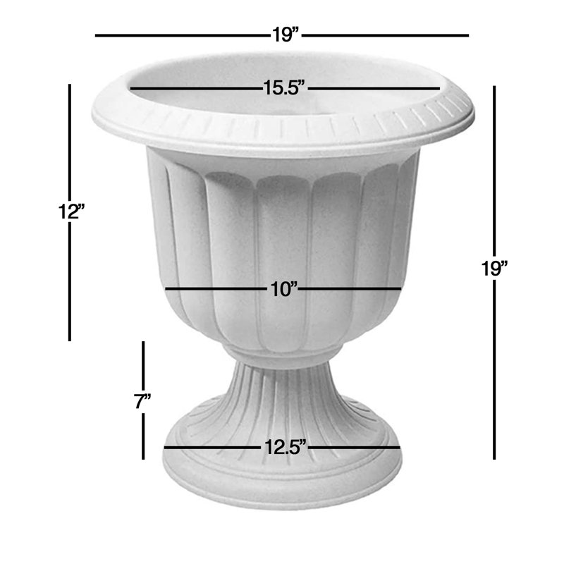 Tralee Neoclassic Resin Urn Planter, 19" H x 19" W x 19" D, Stone