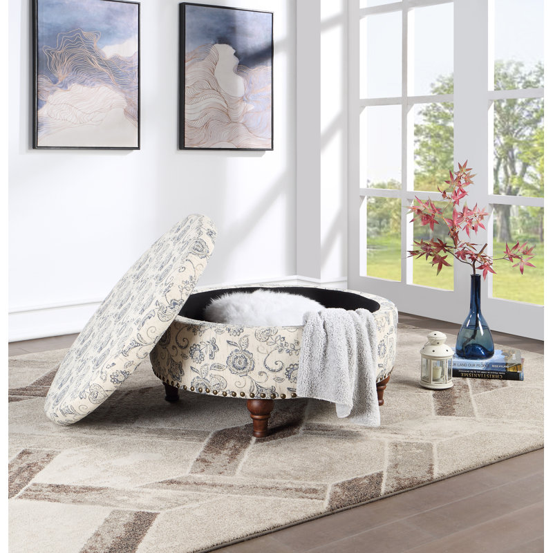 Breonte 32 po de largeur ronde, Mélange de polyester crème / bleu / brun
