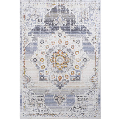 Loom & Cream/Gold Medallion 2X3 Area Rug, Non-Shedding, Stain-, Transforms Living Room, Bedroom, Dining, Home Office Space Rug By , Enhances Decor And Comfort Of Living,