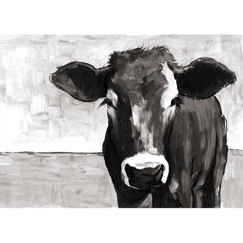 Black And White Cow Painting - Wrapped Canvas Art Prints, 30cm H x 46cm W