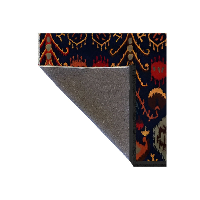 Tapis décoratif multicolore bleu marine, Tapis de couloir 2 pi 6 po x 9 pi 10 po inclus