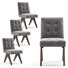 Turfed Linen Upholstered Dining Chair Armless Parsons Side Chair With Solid Wood Legs