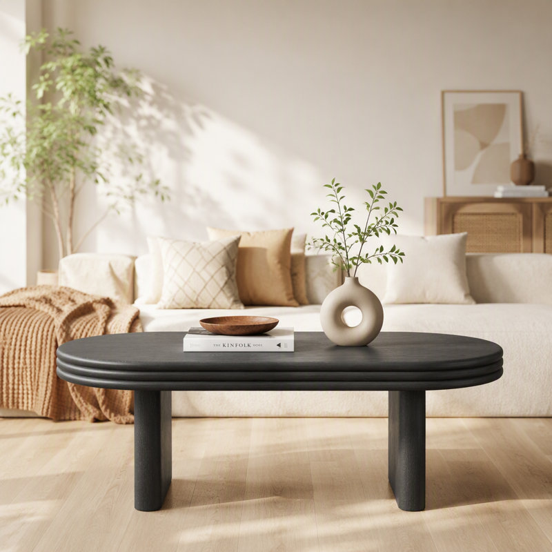 Table basse ovale moderne Mid Century, Noir