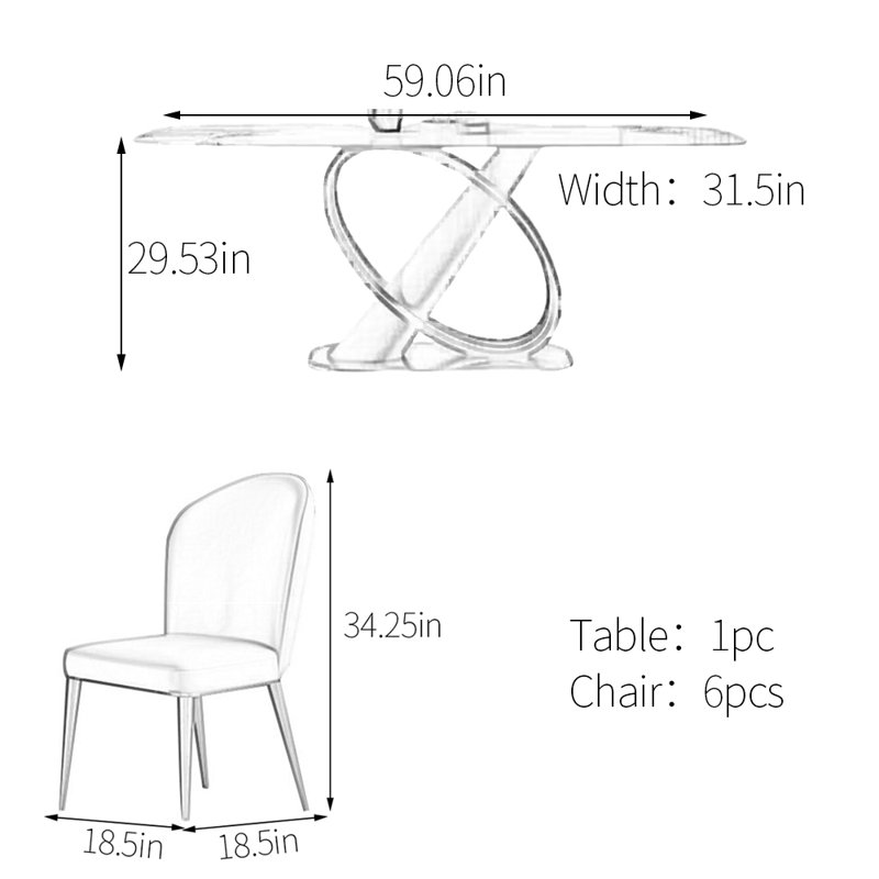 Ensemble de table de salle à manger en acier inoxydable, H 29,53 po x L 59,06 po x l 31,5 po