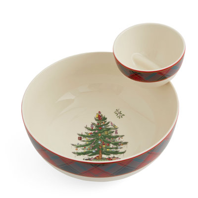 Arbre de Noël tartan 2 pièces Spode Chip & Dip 10 po