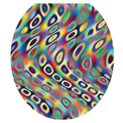 Abstract Retro Waves Toilet Seat Decal – Toilet Tattoos Youth Static Cling Vinyl Lid Cover Fits Round & Elongated Seats